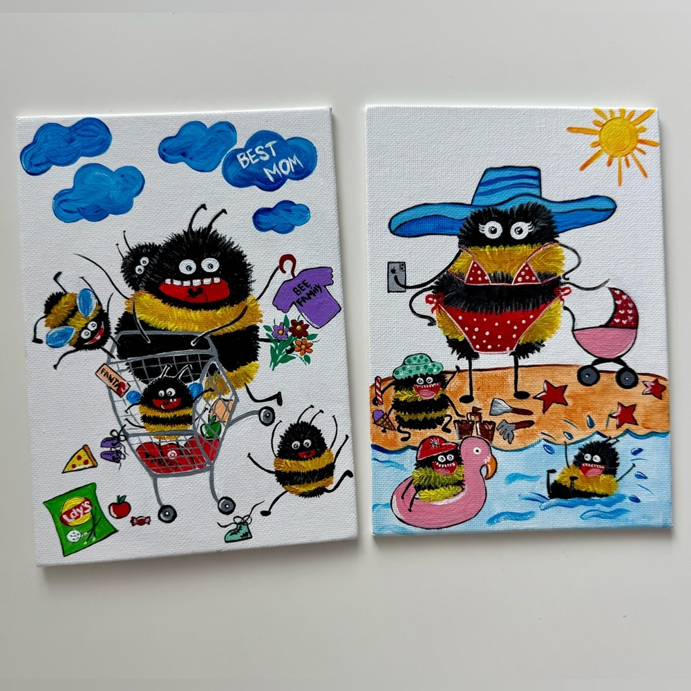 Handmade Painting Canvas Art Set Mother’s Day Gift 🐝❤️